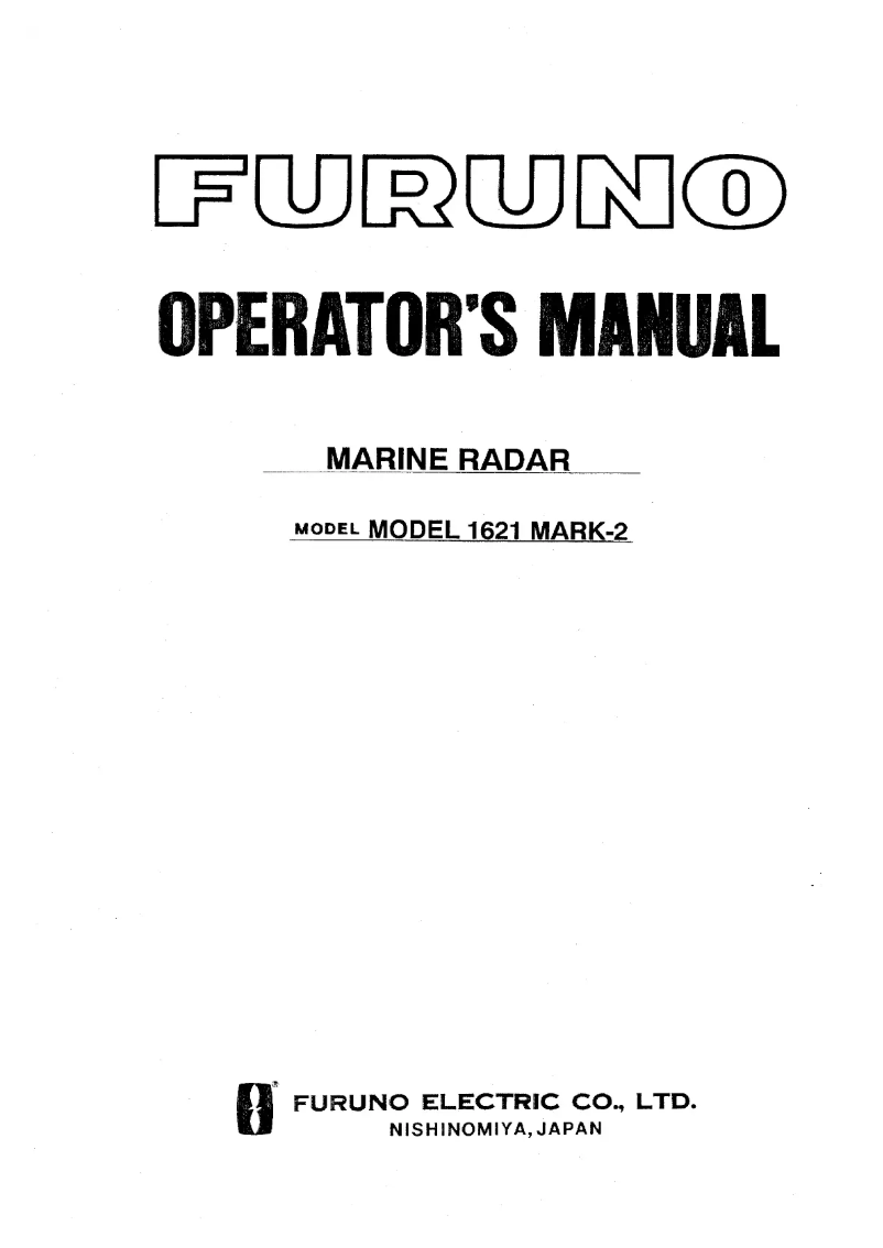 Page 1 of the manual User Manual Furuno 1621 Mark-2