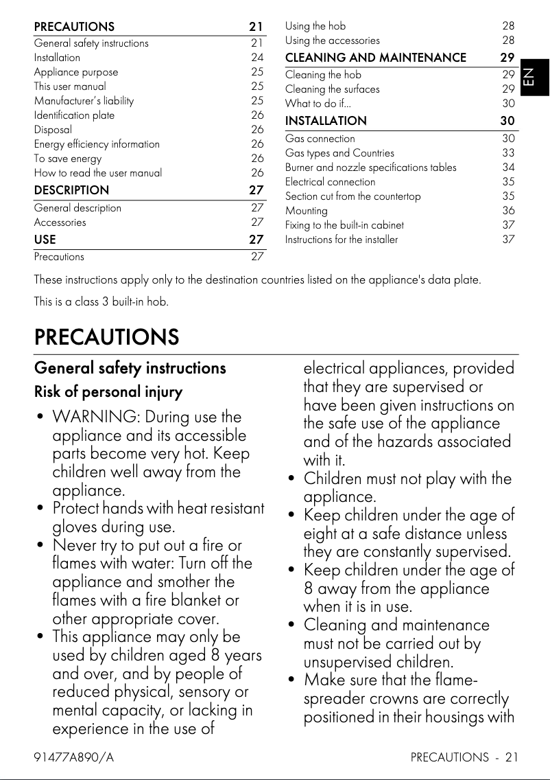 Page 1 of the manual User Manual Smeg SR275XGH2