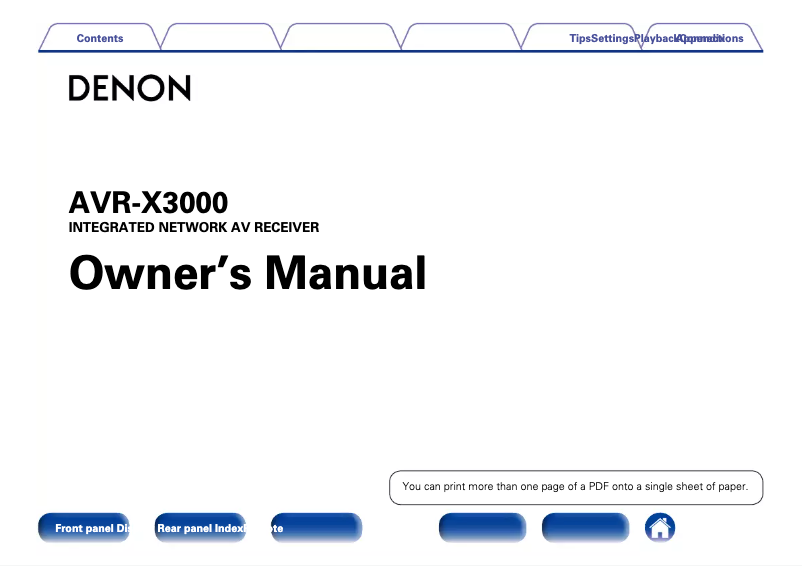 First page image of the manual for AVR-X3000