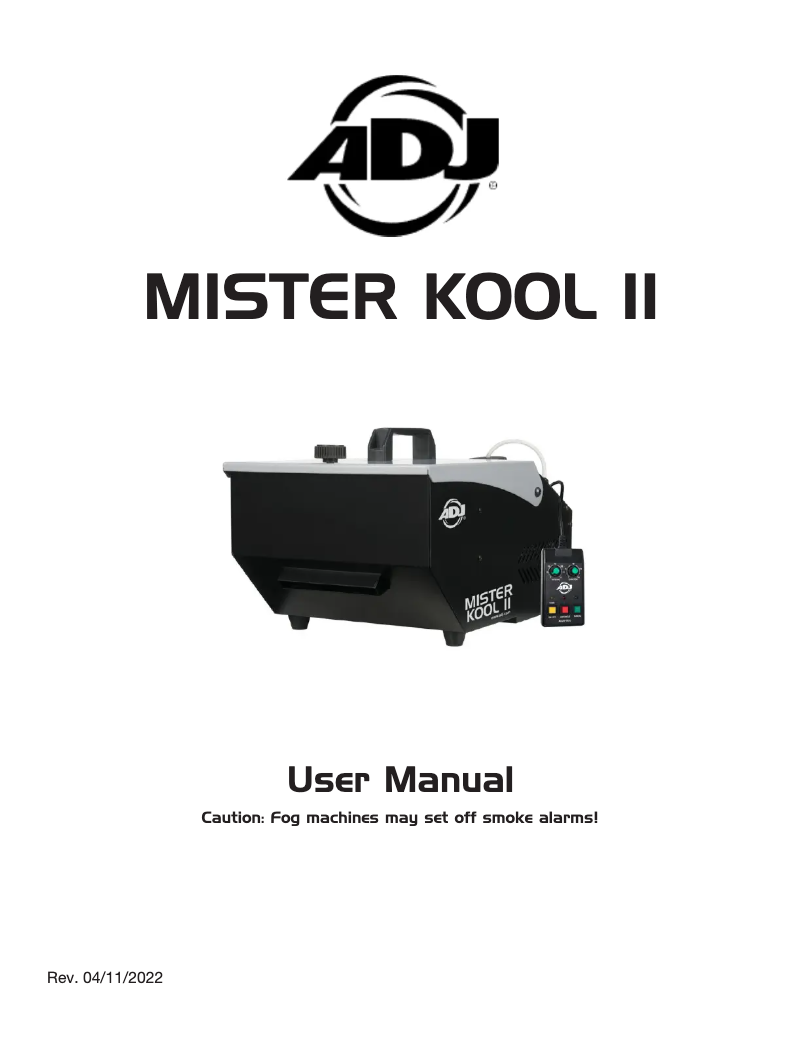 First page image of the manual for Mister Kool II