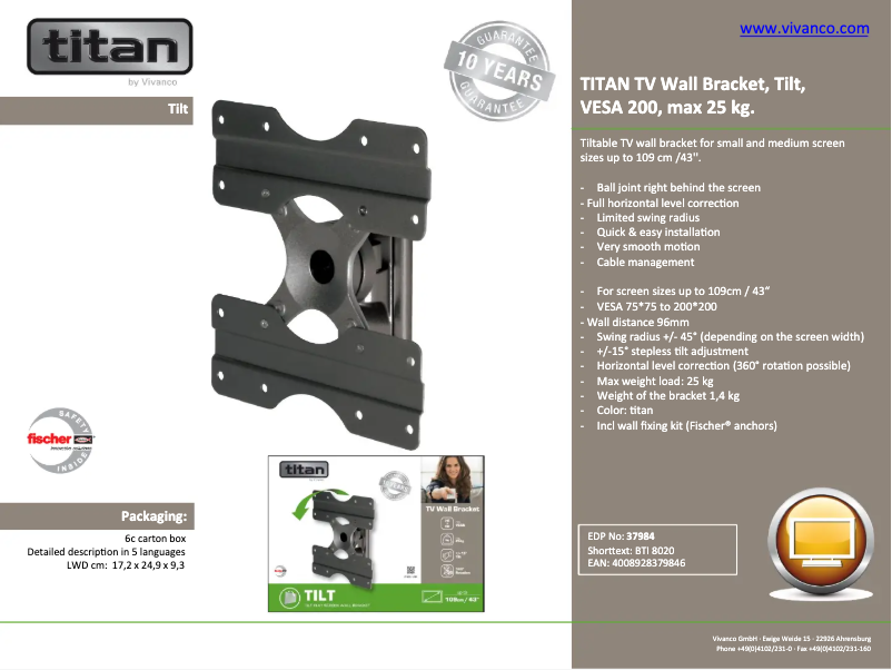 First page image of the manual for BTI 8020