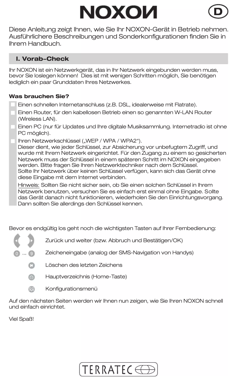 Page 1 of the manual User Manual Terratec Noxon 2 audio for ipod