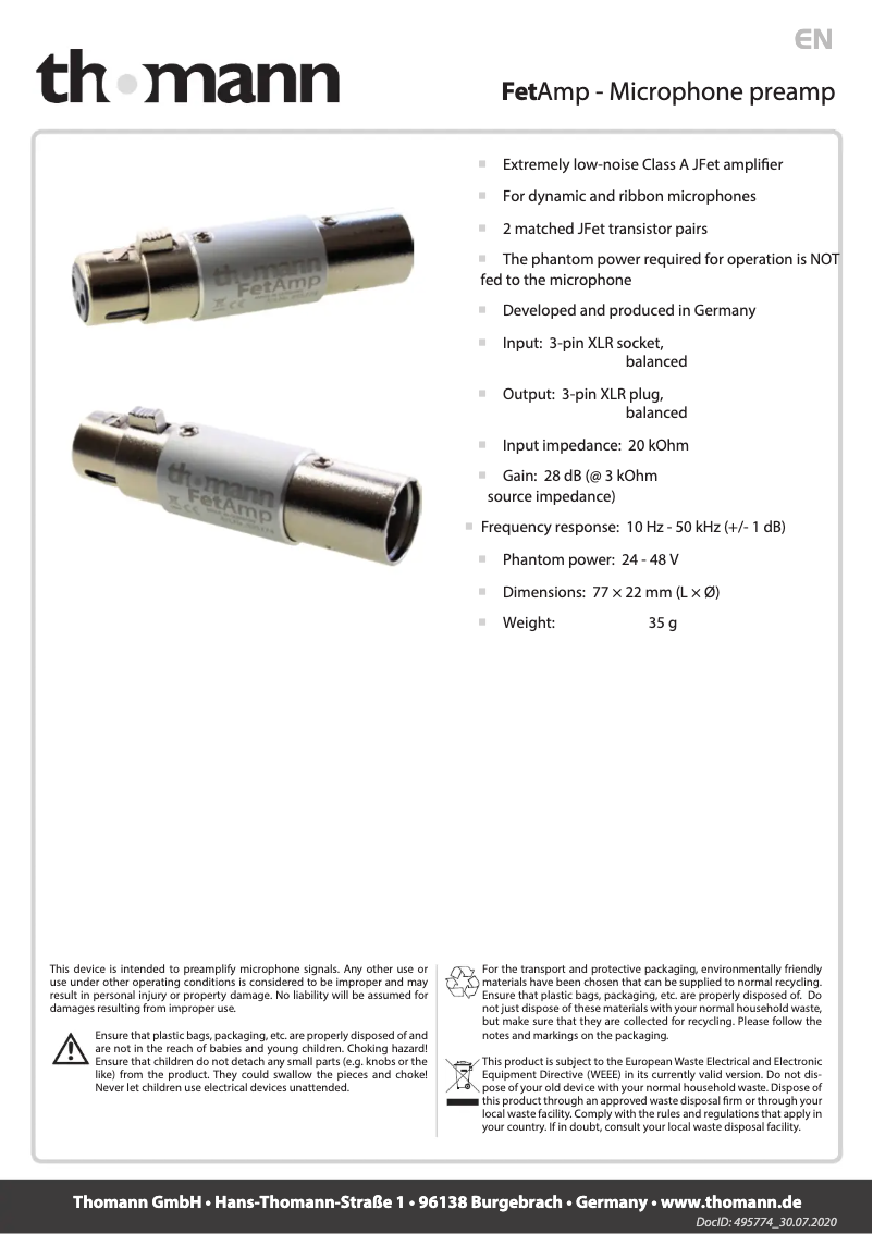 First page image of the manual for FetAmp