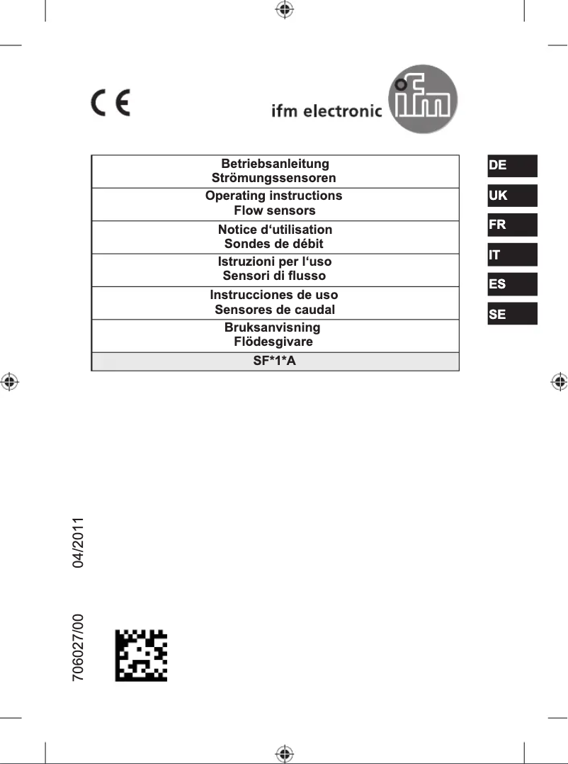 Page 1 of the manual User Manual IFM SF311A