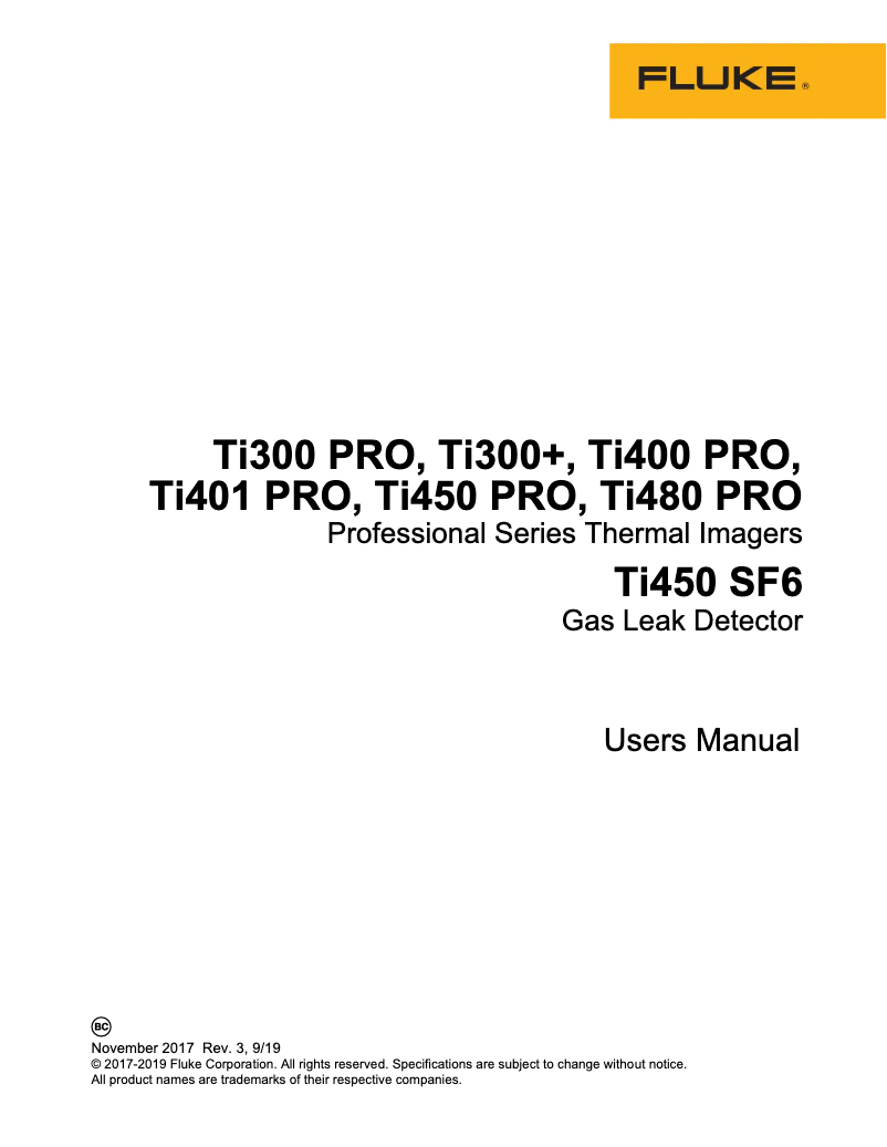 Page 1 of the manual User Manual Fluke Ti480 PRO
