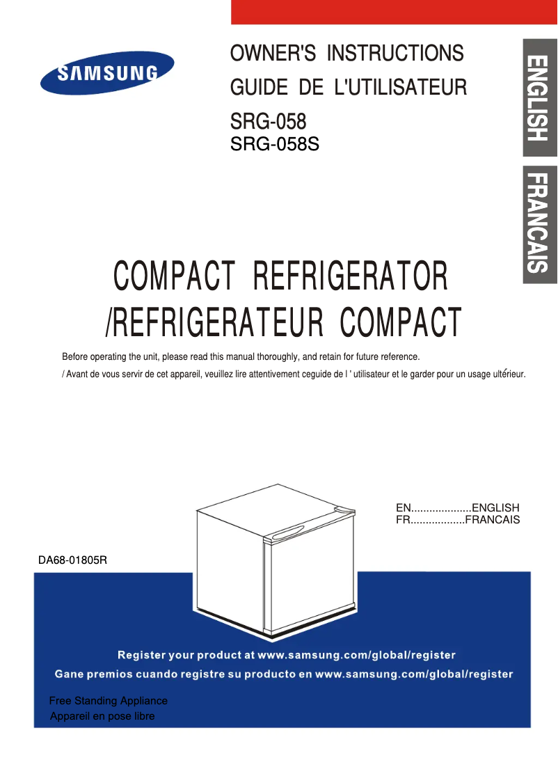 Page 1 of the manual User Manual Samsung SR-058S