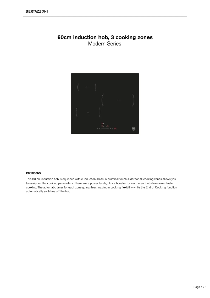 Page 1 of the manual Technical Sheet Bertazzoni P603I30NV