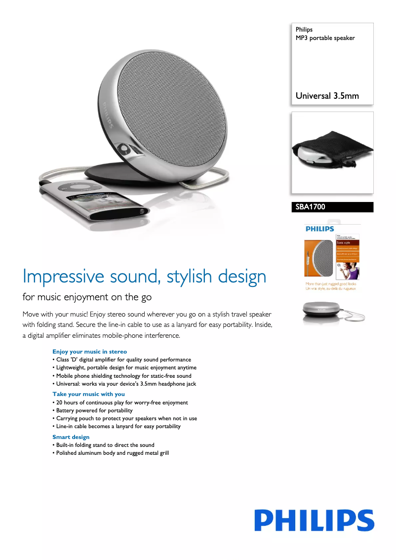 Page 1 of the manual Brochure Philips SBA1700