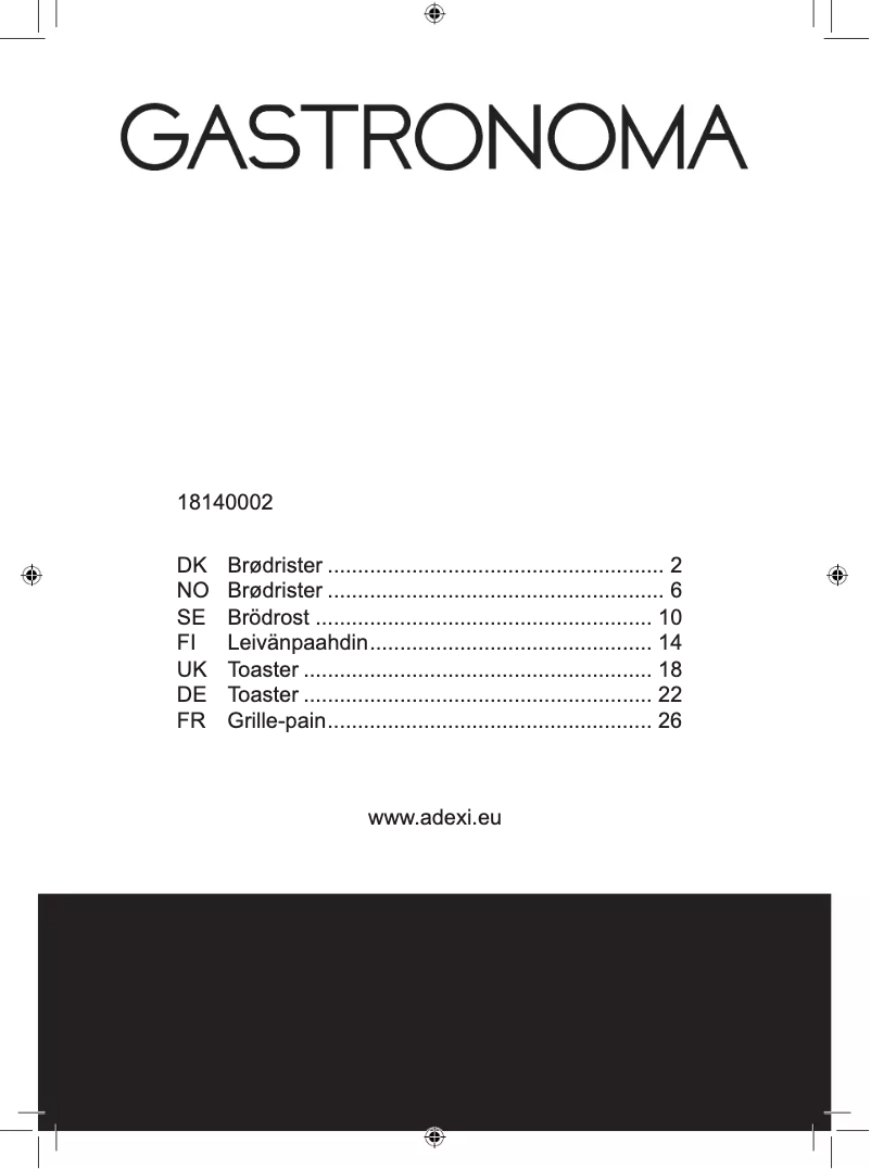 Page 1 of the manual User Manual Gastronoma 18140002