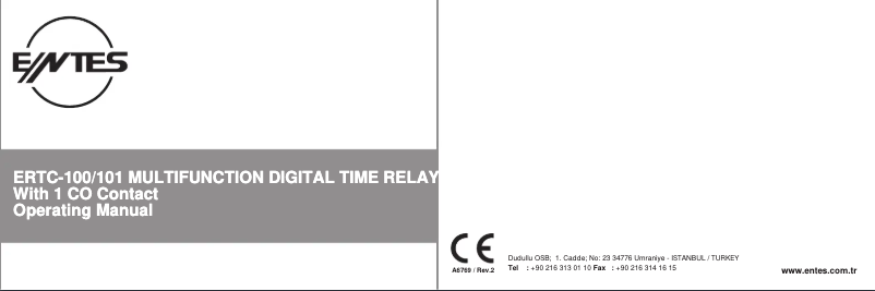 Page 1 of the manual User Manual ENTES ERTC-101