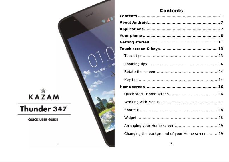 Page 1 of the manual User Manual Kazam Thunder 347