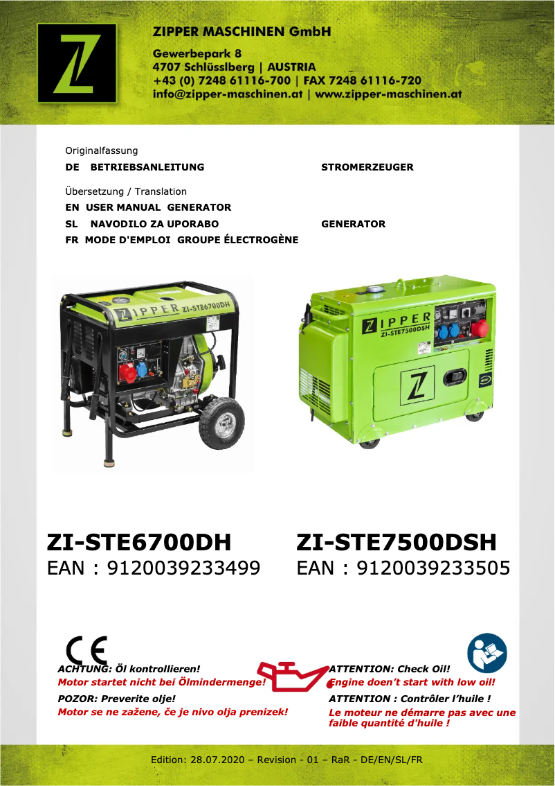 First page image of the manual for ZI-STE7500DSH