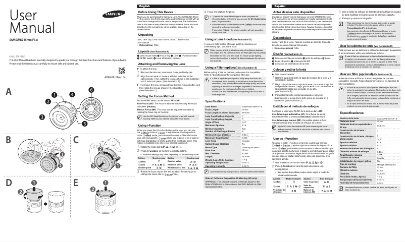 Page 1 of the manual User Manual Samsung S45ANB