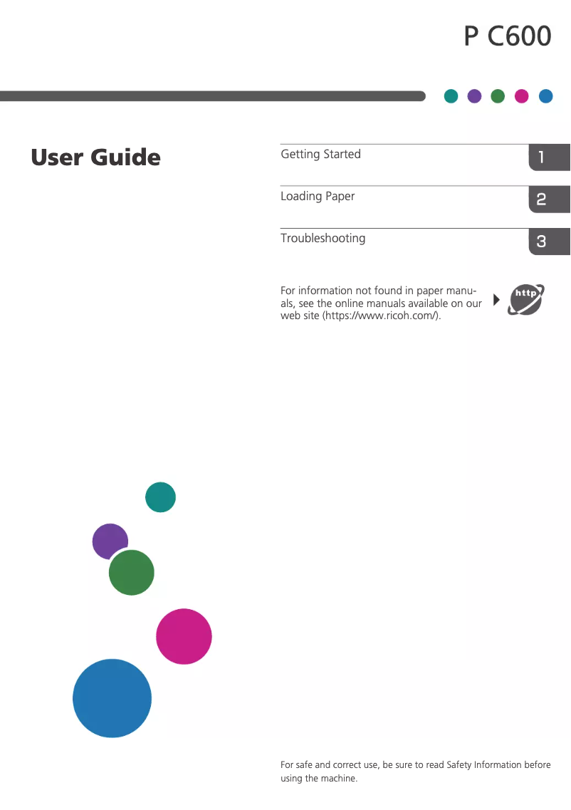 Page 1 of the manual Instruction Manual Ricoh P C600