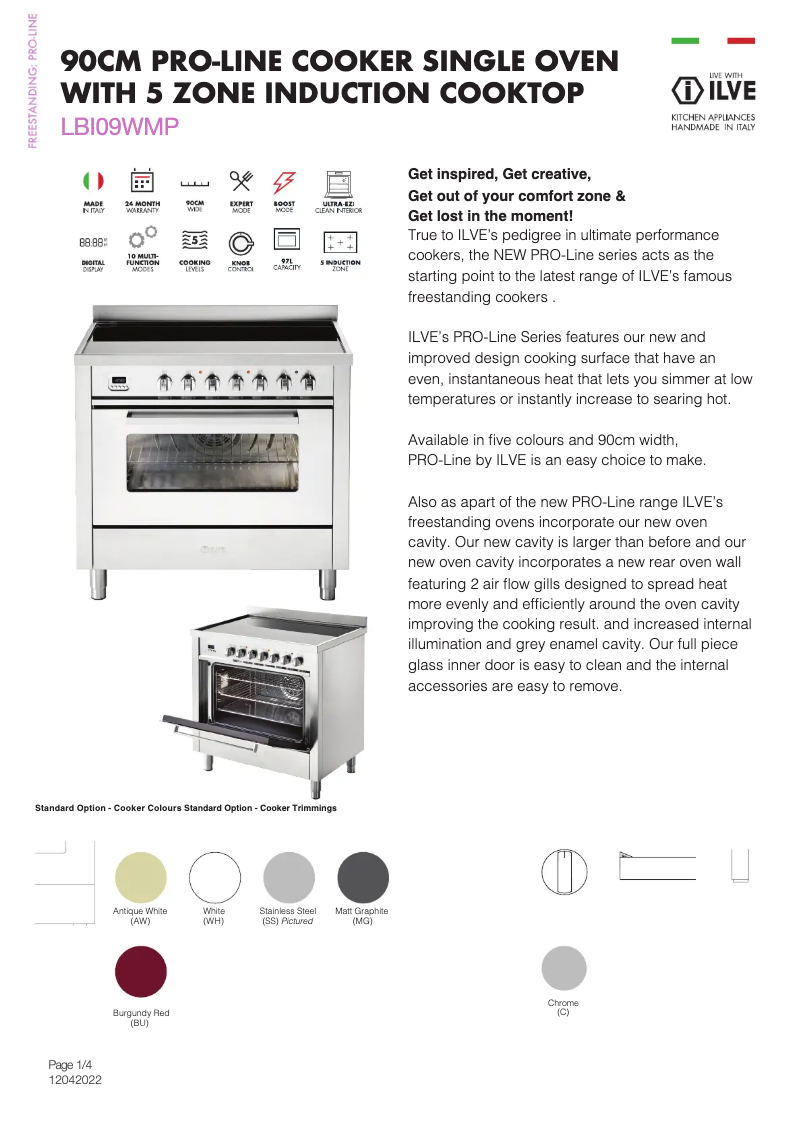 Page 1 of the manual Technical Sheet Ilve LBI09WMPSS