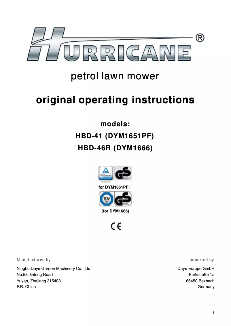 First page image of the manual for HBD-46R