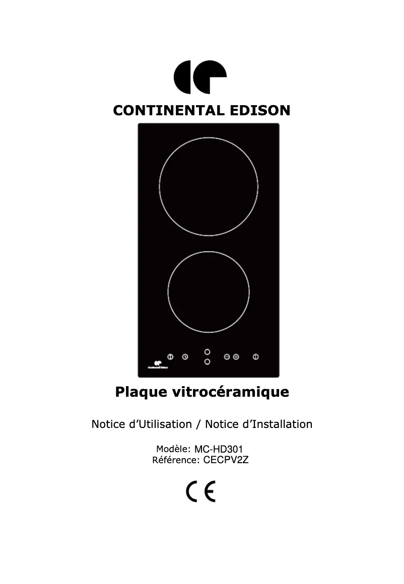 Page 1 of the manual User Manual Continental Edison CECPV2Z