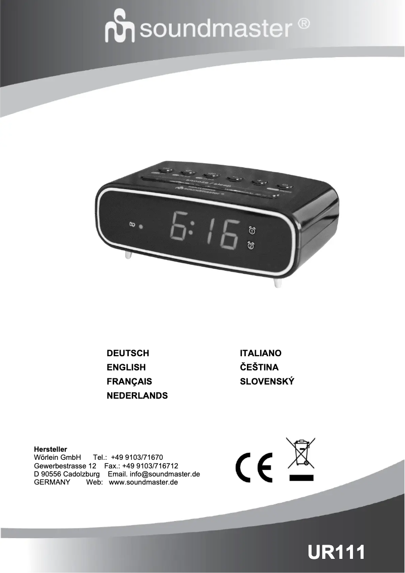 Page 1 of the manual User Manual Soundmaster UR111