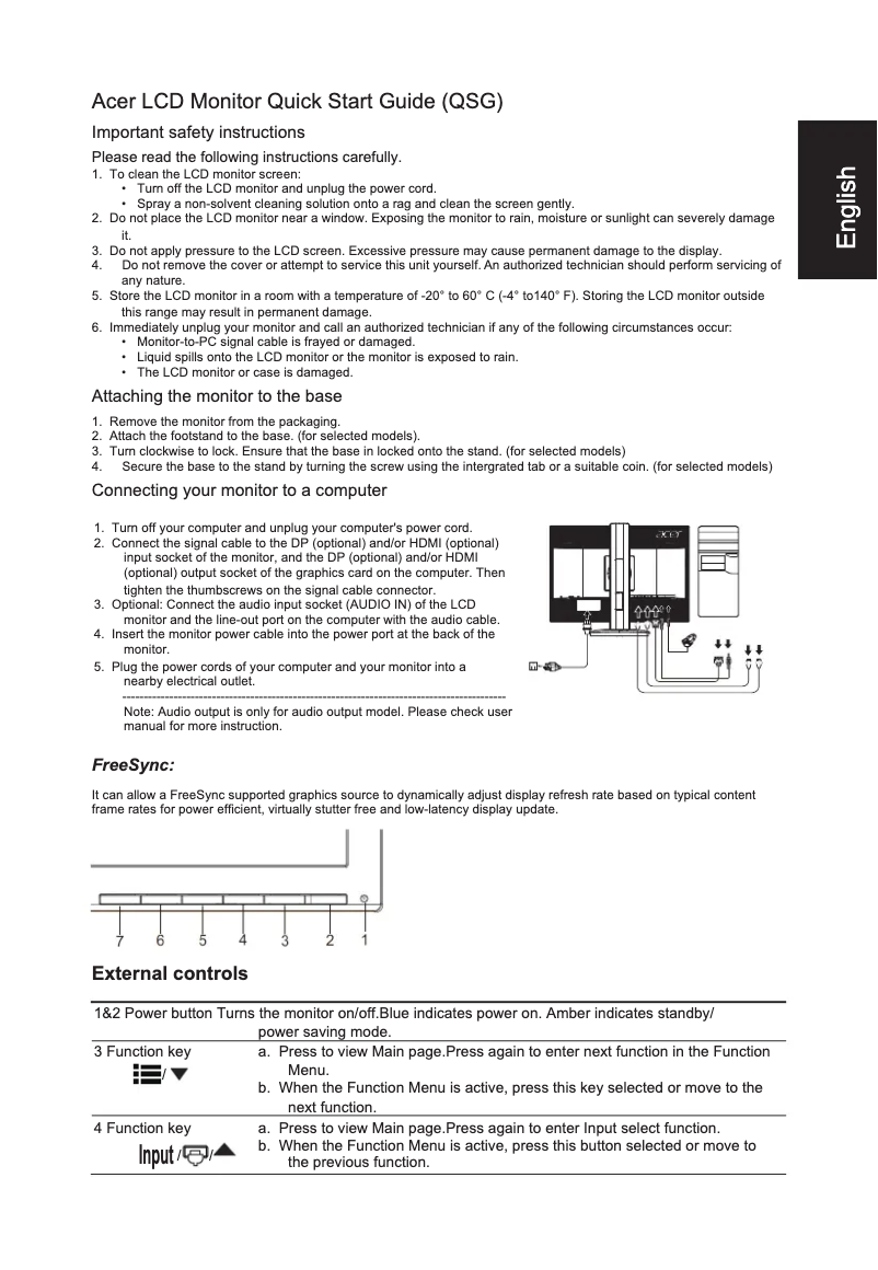 Page 1 of the manual Quick Start Guide Acer XF240Q