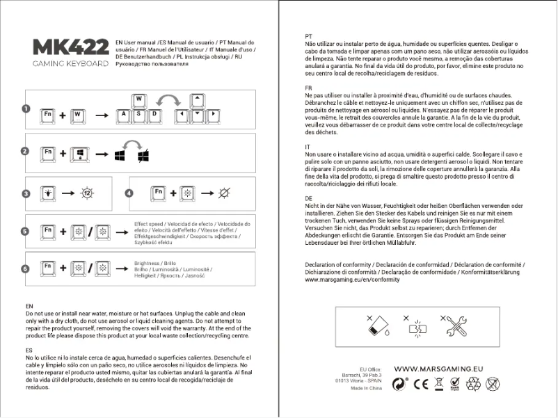 Page 1 of the manual User Manual Mars Gaming MK422