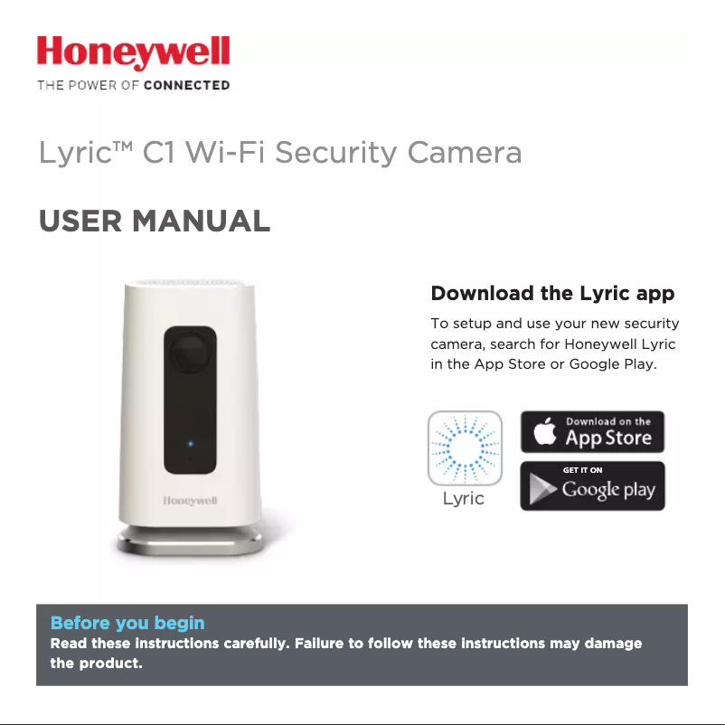 Page 1 of the manual User Manual Honeywell Lyric C1