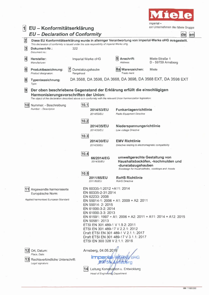 First page image of the manual for DA 3568 EXTA