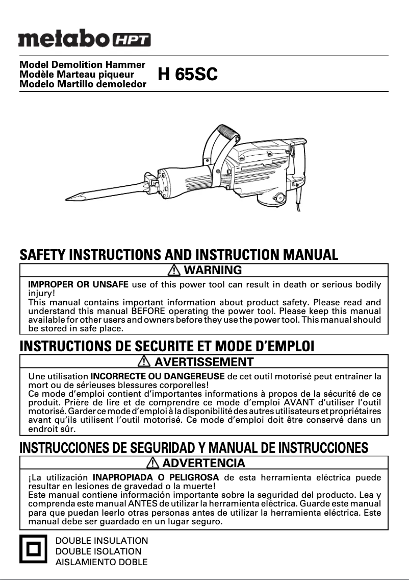 Page 1 of the manual User Manual HiKOKI H65SC
