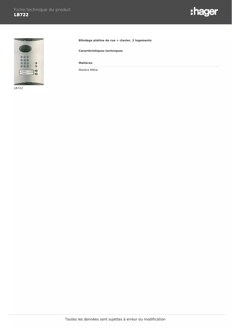 First page image of the manual for LB722