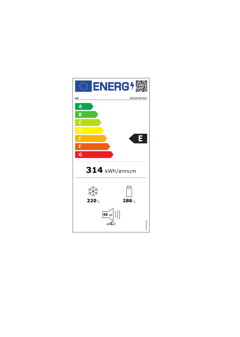 Page 1 of the manual Energy Label LG GML844PZKZ