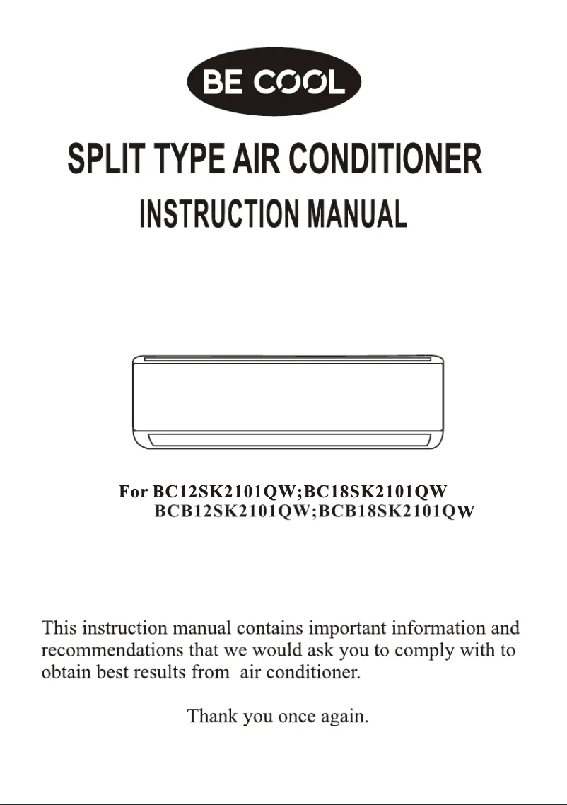Page 1 of the manual User Manual Be Cool BC12SK2101QW