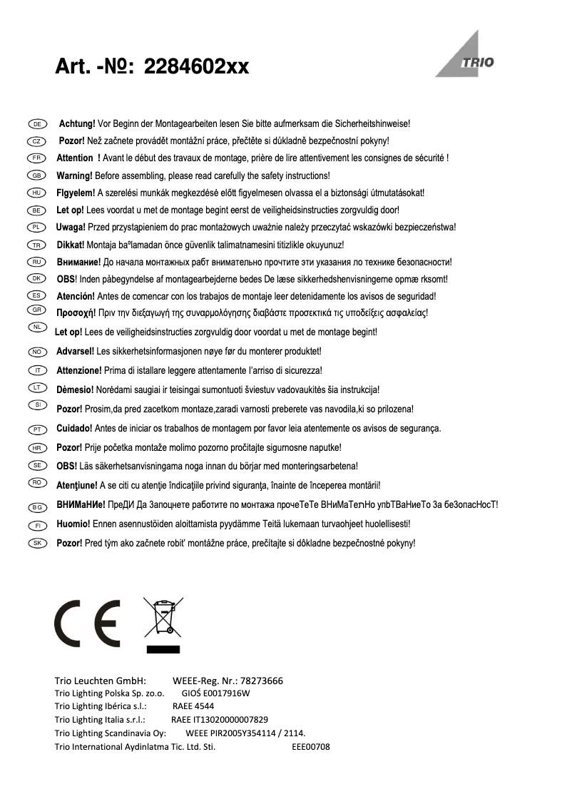 Page 1 of the manual User Manual Trio Lighting Colorado 228460242