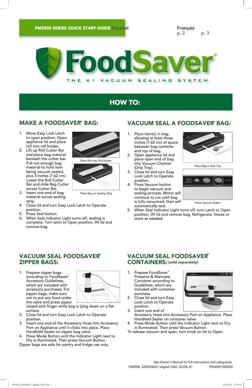 First page image of the manual for FM2900