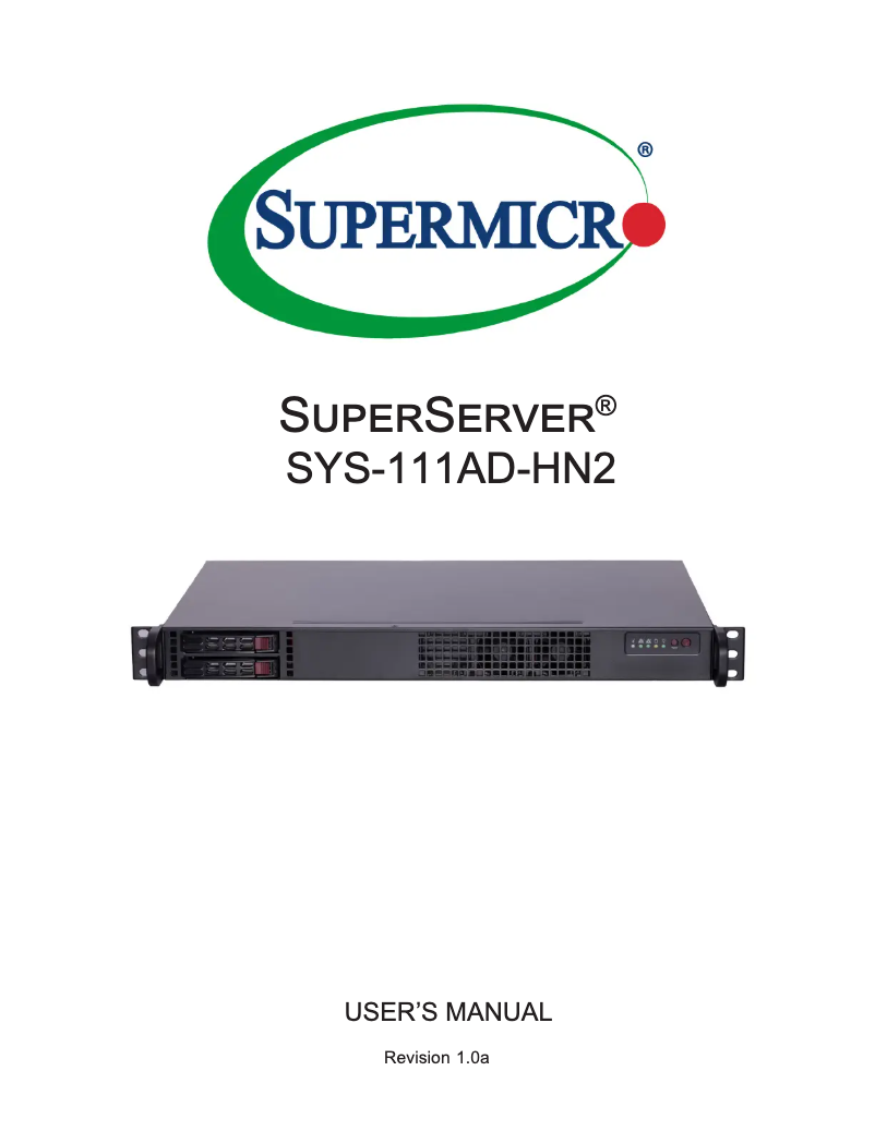 First page image of the manual for SuperServer SYS-111AD-HN2