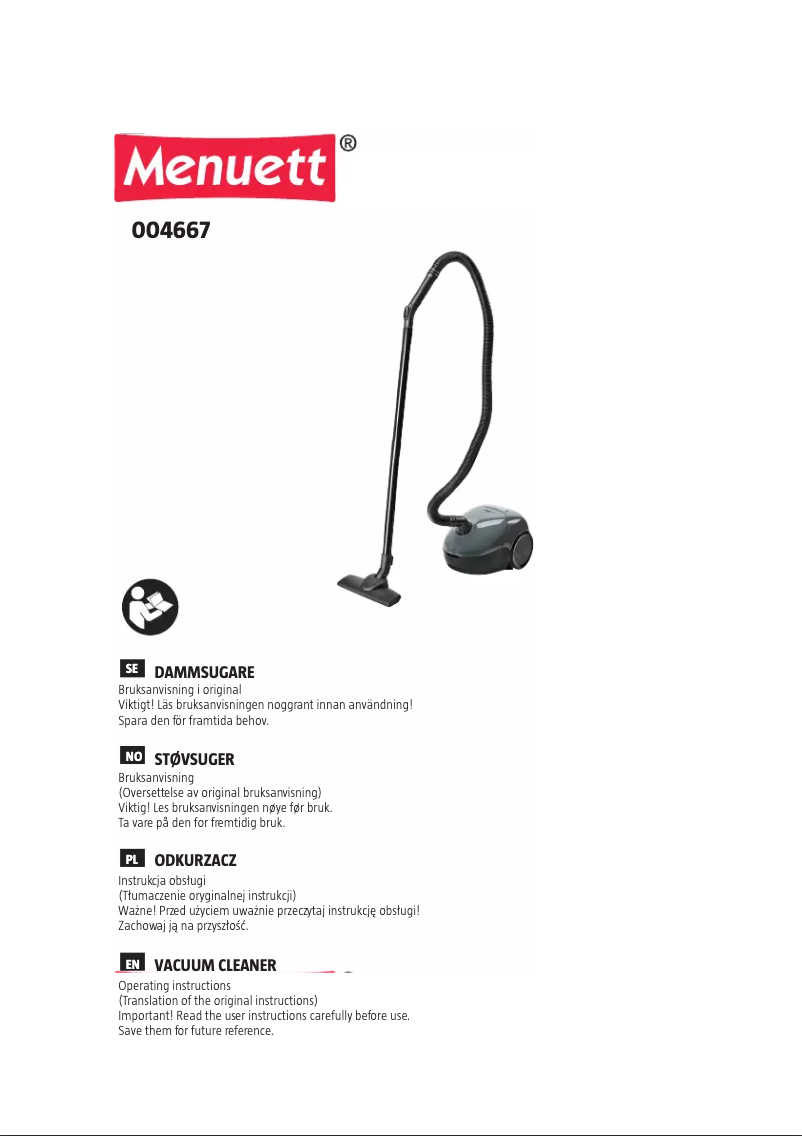 Page 1 of the manual User Manual Menuett 004667