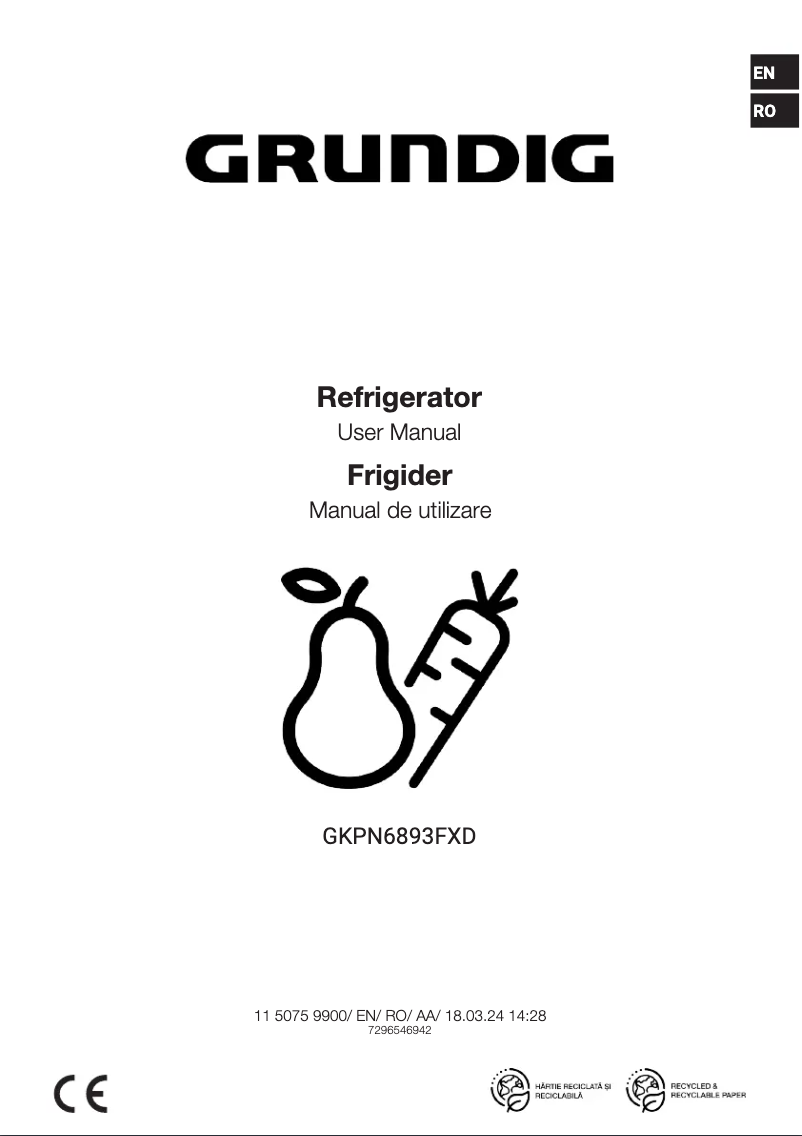 First page image of the manual for GKPN6893FXD