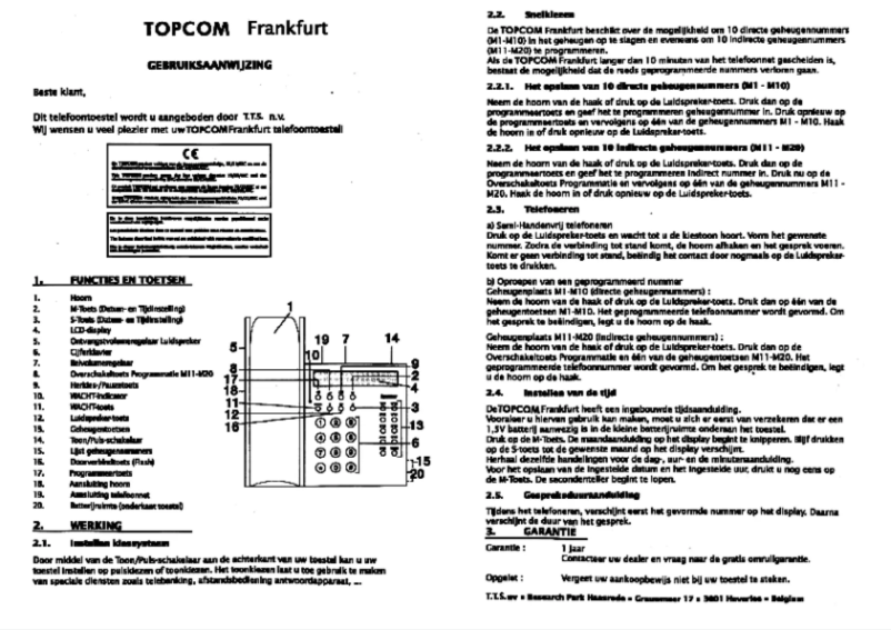 Page 1 of the manual User Manual Topcom Frankfurt