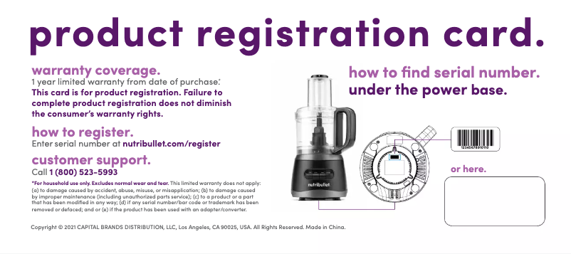 Page 1 of the manual Warranty Information NutriBullet Food Processor 7