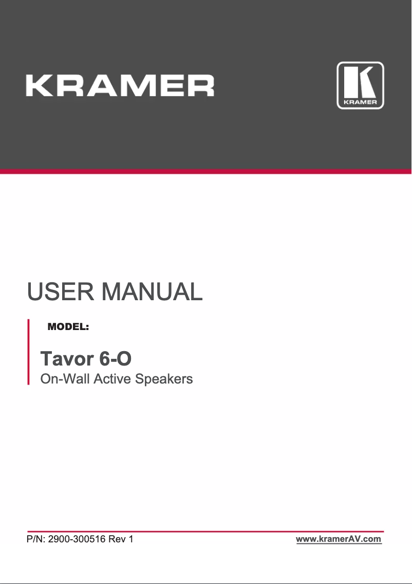 Page 1 of the manual User Manual Kramer Tavor 6-O