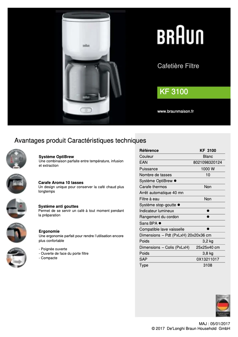 Page 1 of the manual User Manual Braun PurEase KF 3100