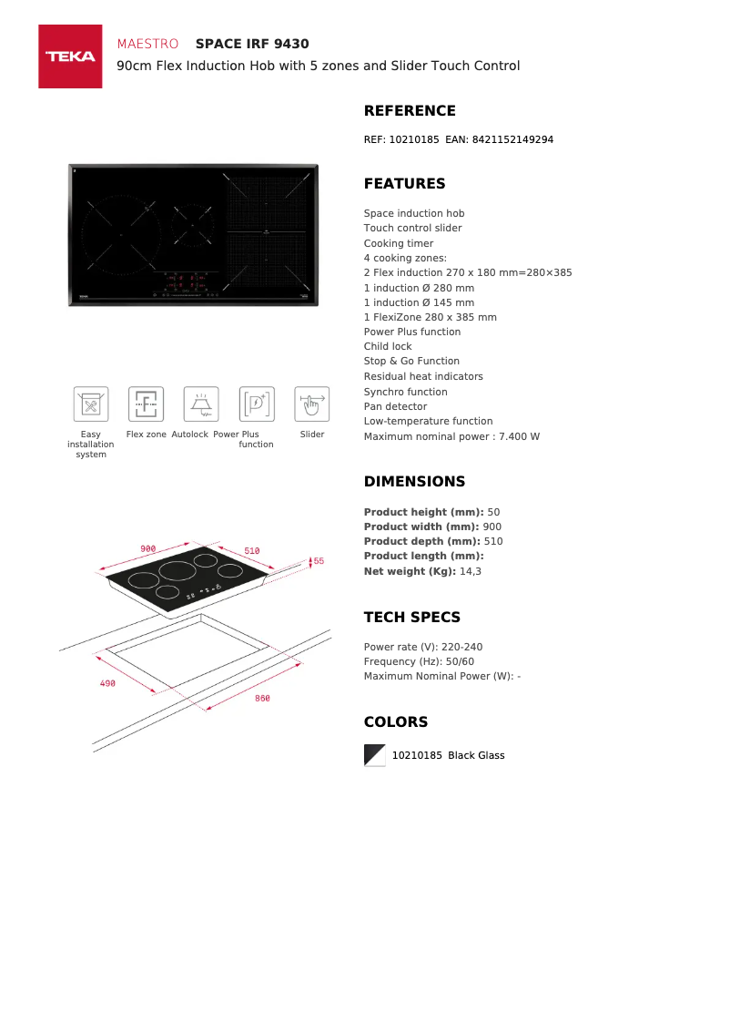 Page 1 of the manual Technical Sheet Teka IRF 9430