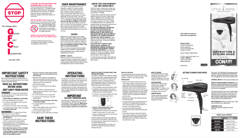 Page 1 of the manual User Manual Conair 190