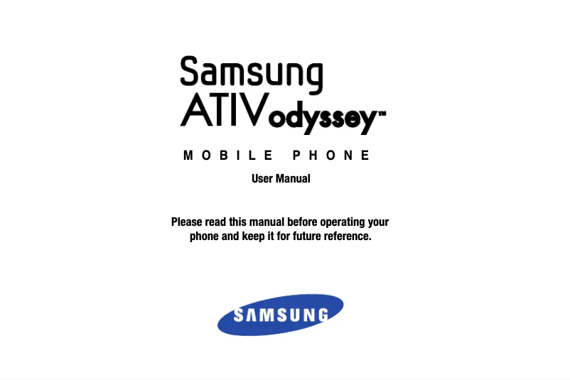 First page image of the manual for Ativ Odyssey I930