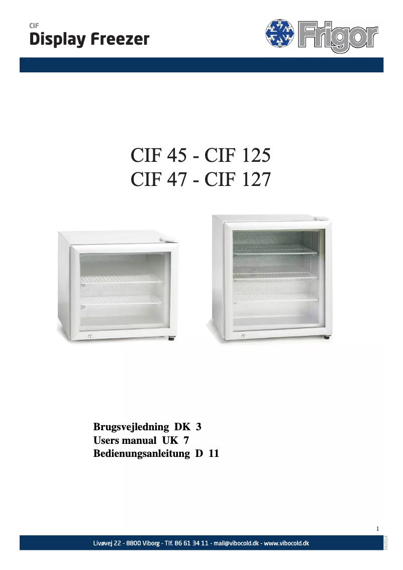 Page 1 of the manual User Manual Frigor CIF 47