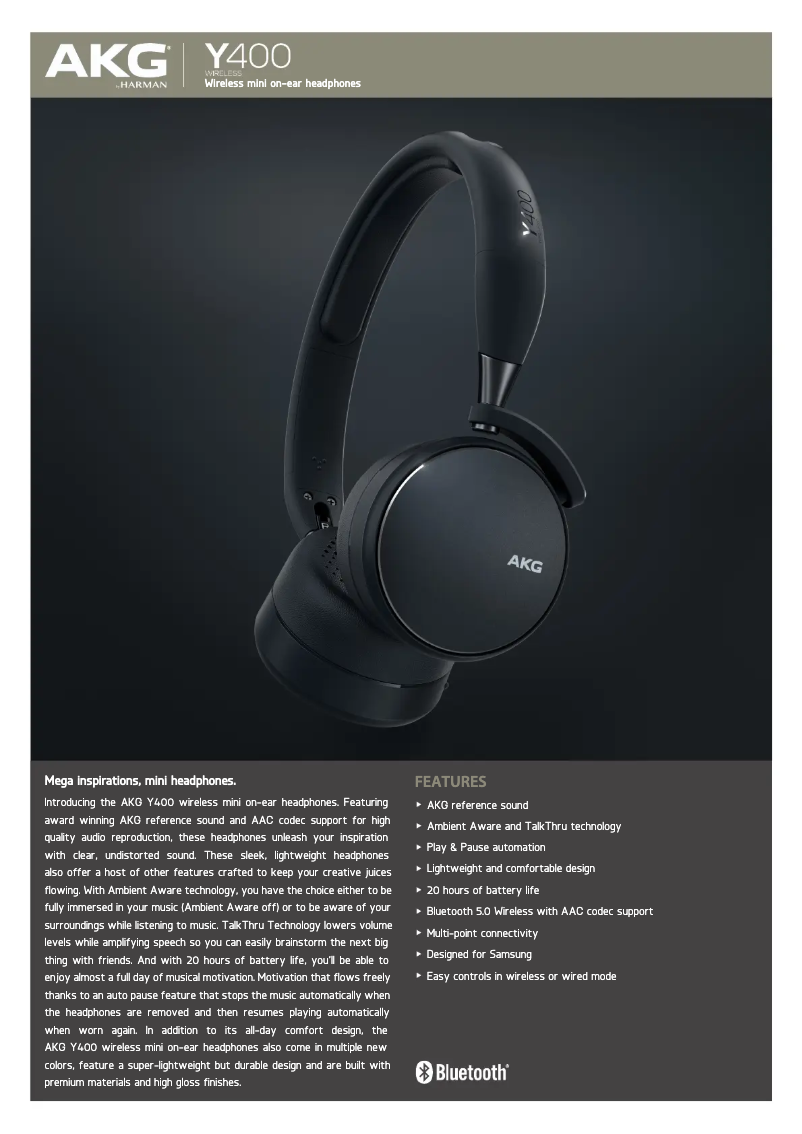 First page image of the manual for Y400