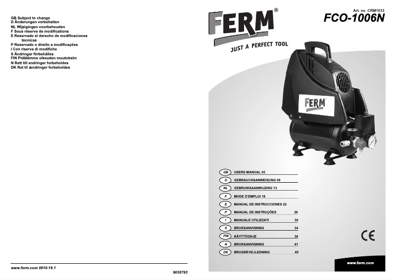 Page 1 of the manual User Manual Ferm FCO-1006N