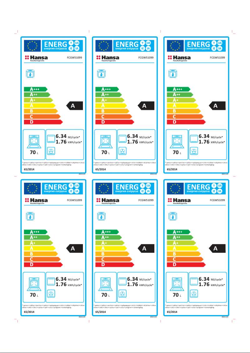 Page 1 of the manual Energy Label Hansa FCGW51099