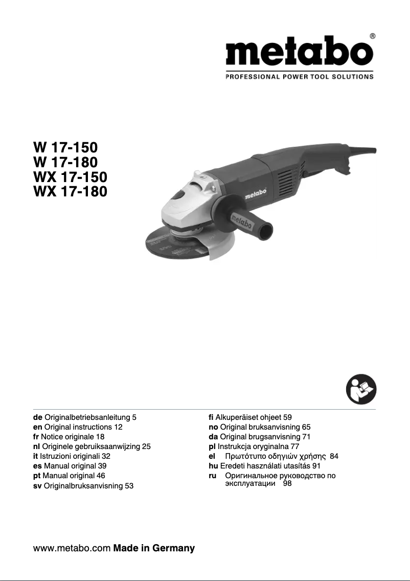 Page 1 of the manual User Manual Metabo W 17-180