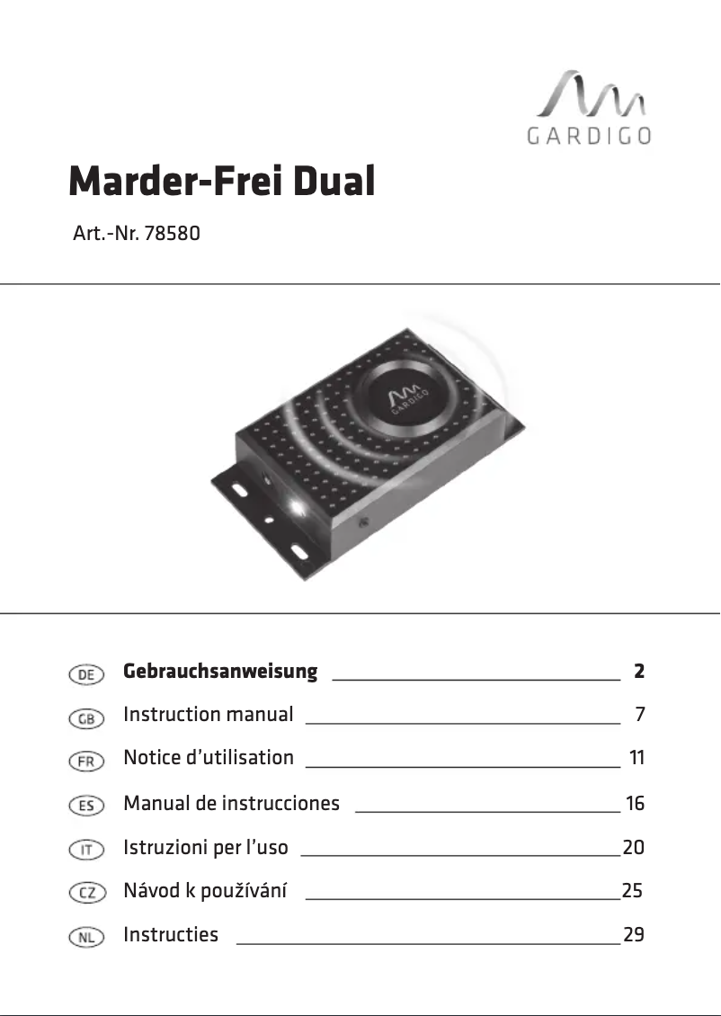 Page 1 of the manual User Manual Gardigo 78580