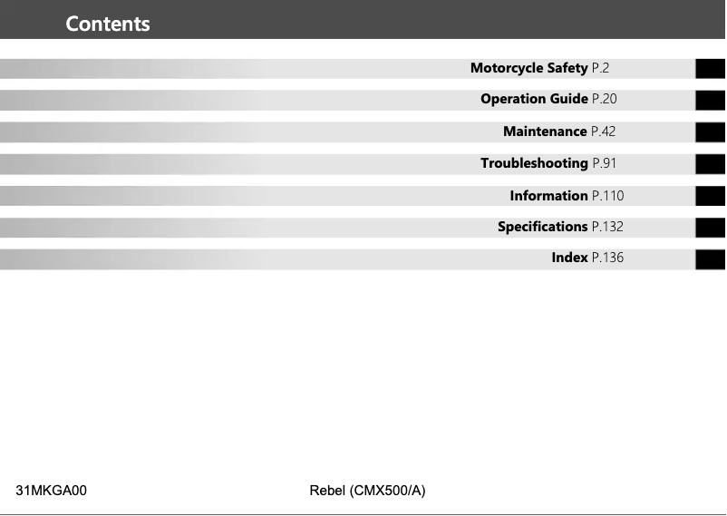 Page 1 of the manual User Manual Honda Rebel 500 (2017)