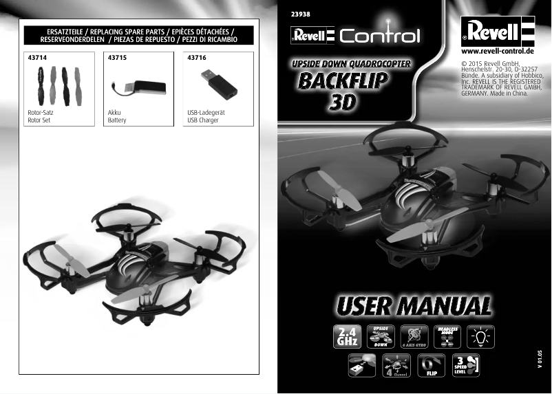 First page image of the manual for BackFlip3D